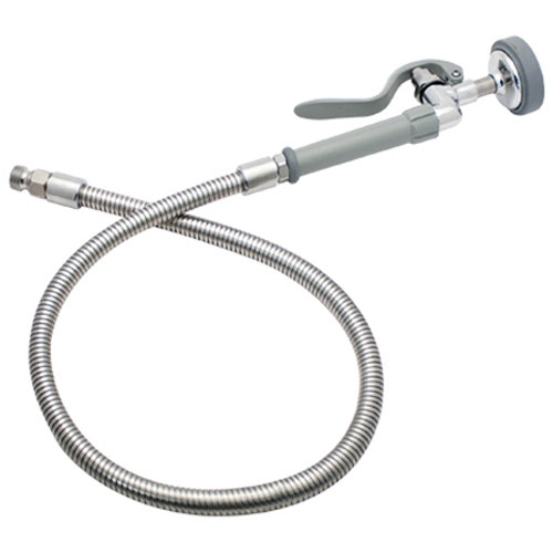 T&S Brass TSB0100 Spray Valve W/Flexible SS Hose 44" Male Inlet 1/2" Automatic Shut-Off Valve