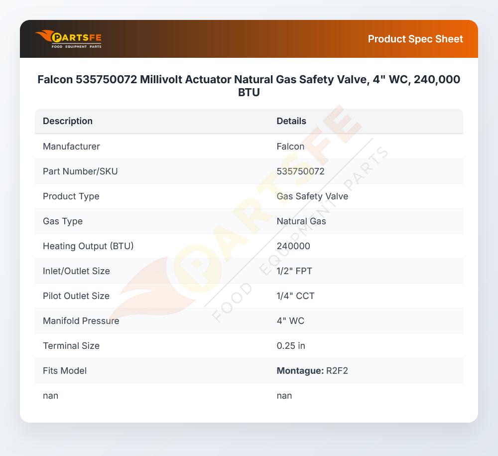 Falcon 535750072 Gas Safety Valve