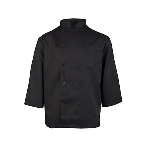 Allpoints 1660XL KNG XL Black Chef Coat 3/4 Sleeve
