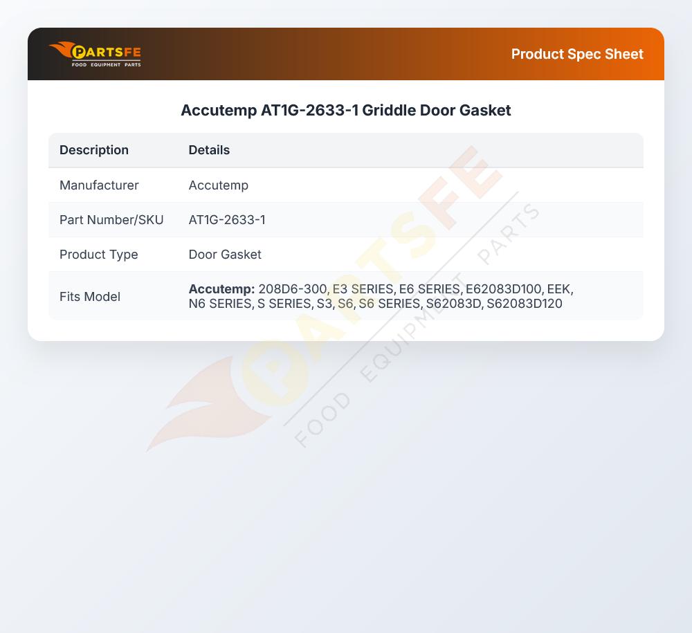 Accutemp AT1G-2633-1 Griddle Door Gasket
