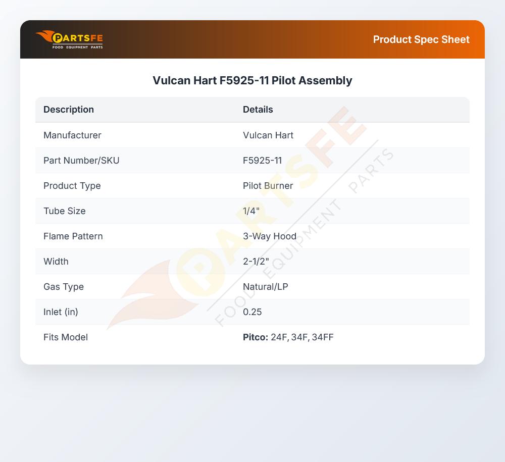 Vulcan Hart F5925-11 Pilot Assembly