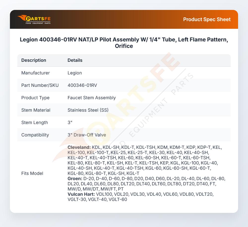Legion 400346-01RV Stem Assembly 3"