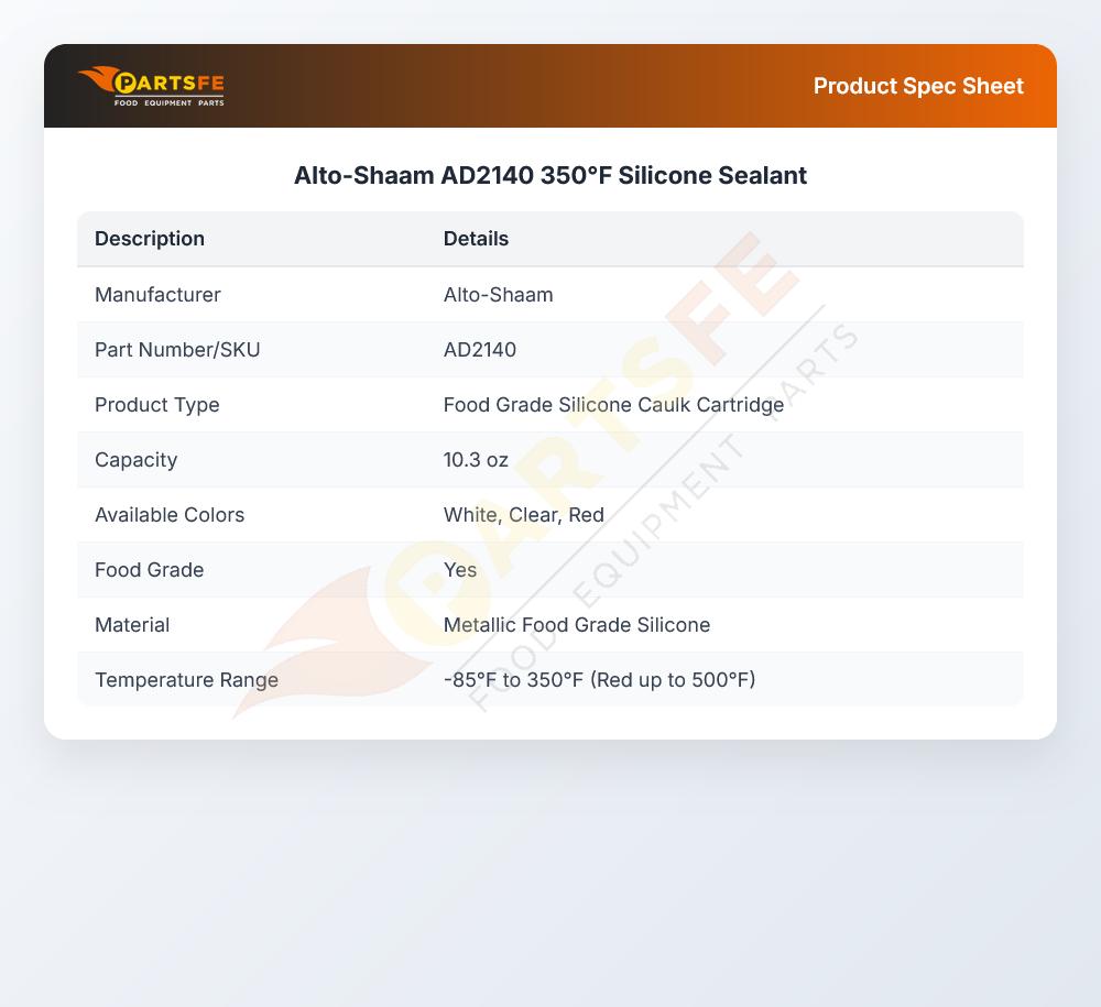 Alto-Shaam AD2140 Silicone Sealant 350&deg;F
