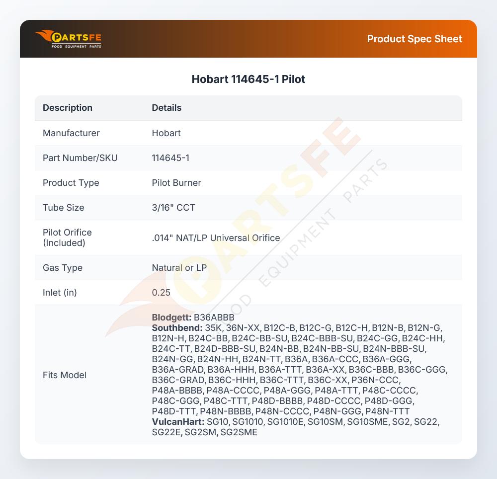 Hobart 114645-1 Pilot