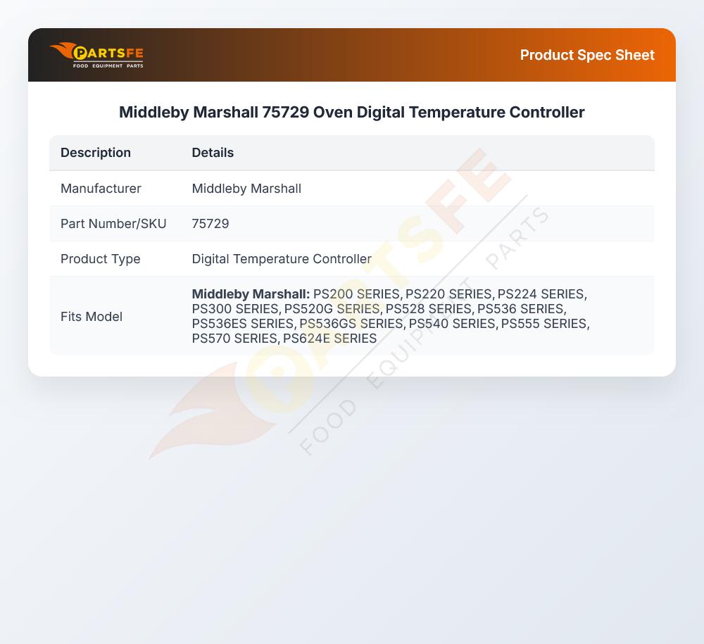 Middleby Marshall 75729 Oven Digital Temperature Controller