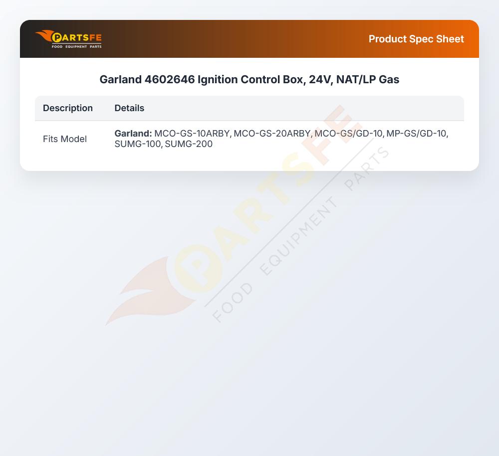 Garland 4602646 Ignition Control Box 24V