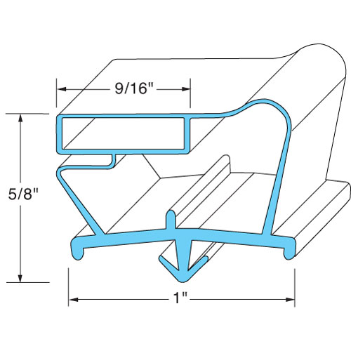 Beverage Air 712-012D02 Grey Door Gasket, 23-1/8" X 62-3/4", 9/16" MAG