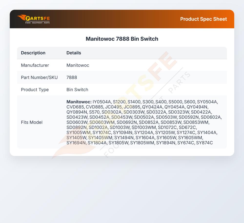 Manitowoc 7888 Magnetic Bin Switch