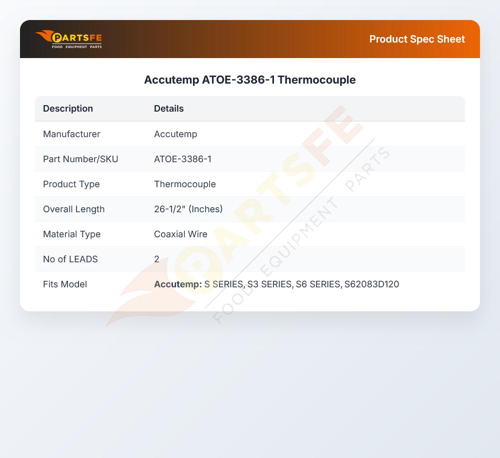 Accutemp ATOE-3386-1 Thermocouple