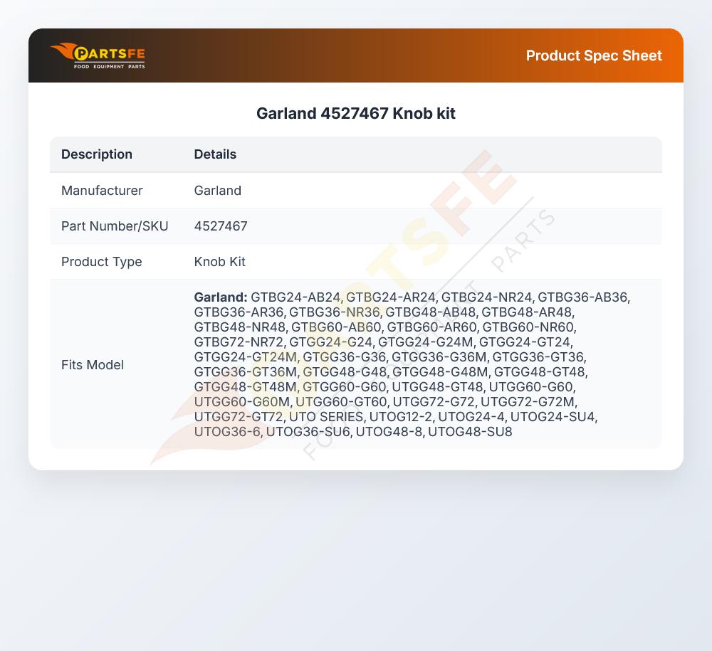 Garland 4527467 Knob Assembly GT/UT
