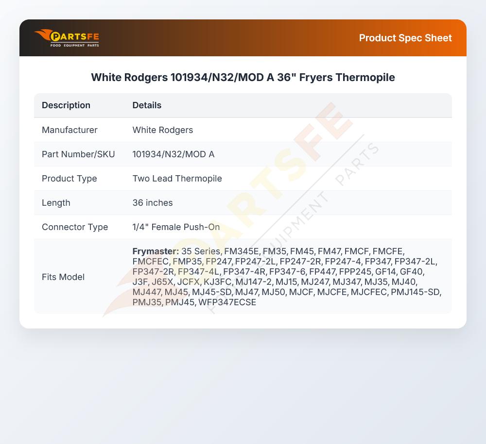 White Rodgers 101934/N32/MOD A Thermopile 36"